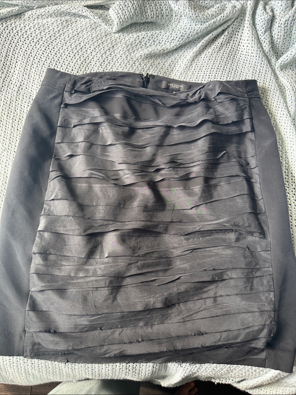 Ann Taylor Black Ruffle Front Pencil Skirt